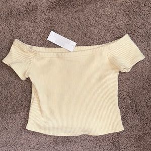Women’s Urban Outfitters Cream Off the Shoulder Crop Top